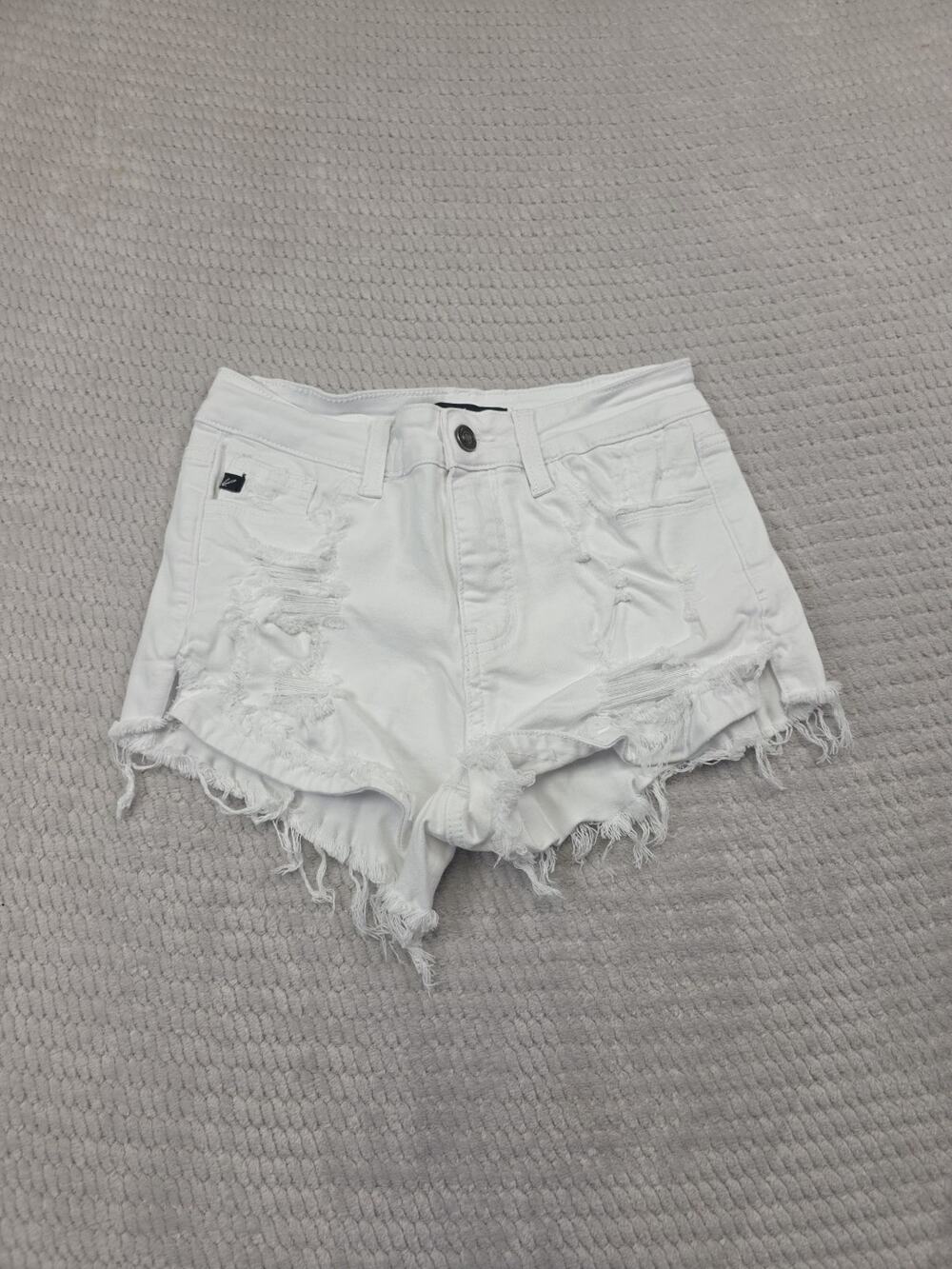 Kancan Shorts Womens Size 26 White Distressed Denim Cut Off Stretch